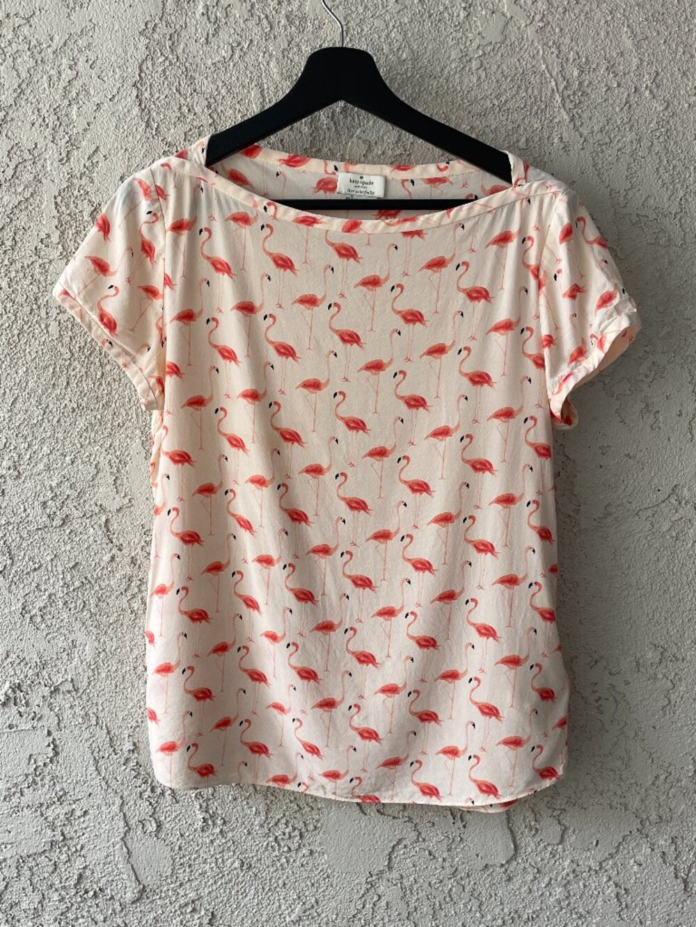 Kate Spade Flamingo Print Silk Blend Blouse Size 10